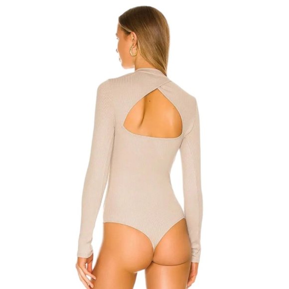 NWT The Range Revolve neutral beige cutout back ribbed bodysuit - Picture 5 of 11